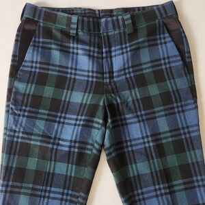 Topman Tartan Plaid Blue , Black and Green Men's Pants